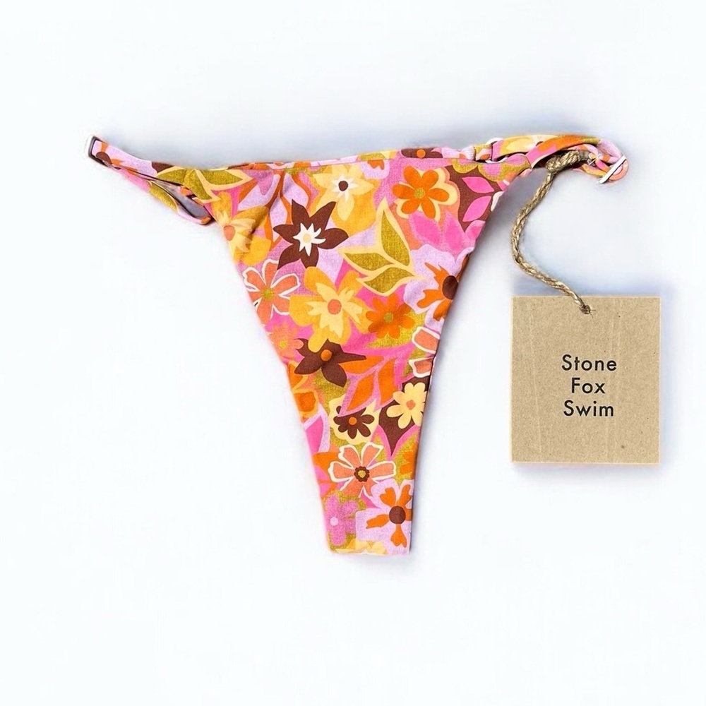 🌻NEW w.tags! REVOLVE Stone Fox Swim Retro Pop Isle Cheeky Bikini Bottom Size S